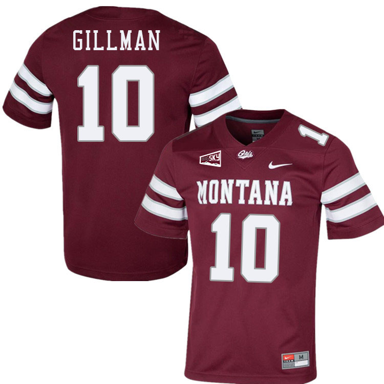 Eli Gillman Montana Grizzlies Jersey,University Of Montana Grizzlies #10 Eli Gillman Jersey-Maroon